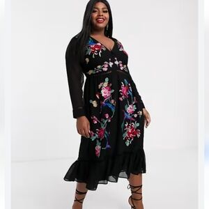 ASOS DESIGN embroidered skater midi dress